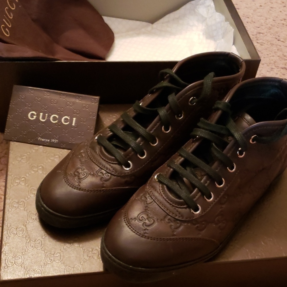 GUCCI guccissima leather hi top sneaker